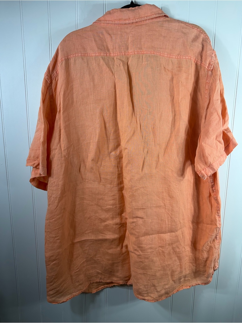 Black Brown 1826 100% Linen Shirt XL Peach Coral Button Front Casual - Picture 7 of 7